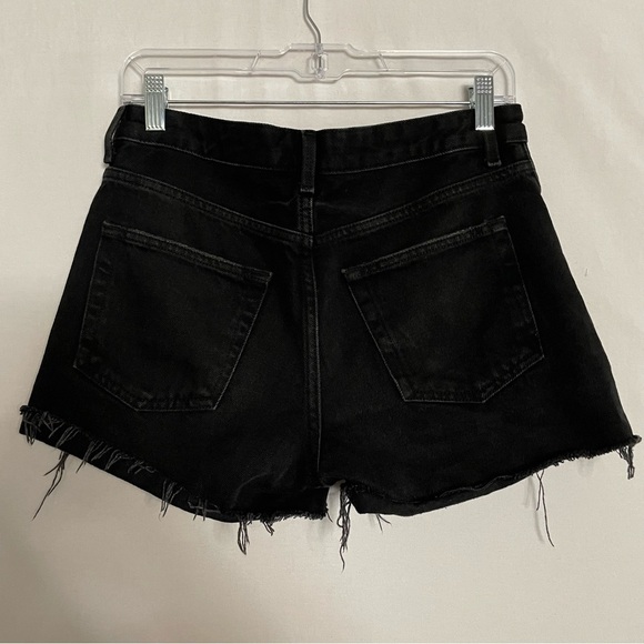 Top Moto Ashley Distressed Black Denim Frayed Edge Shorts - Picture 6 of 13